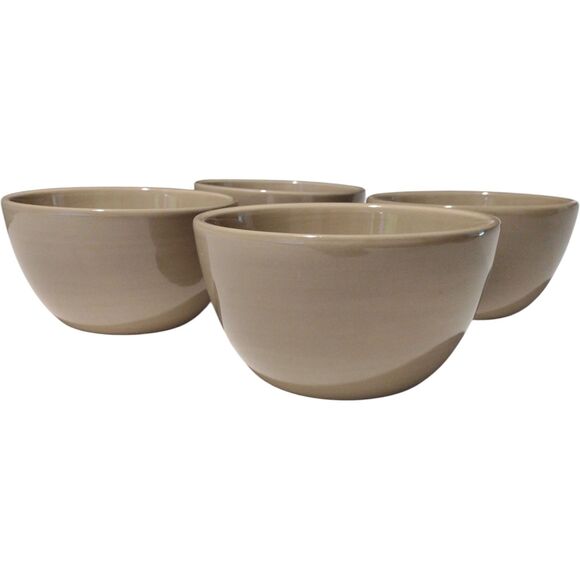 Pottery Barn Sausalito Tan Beige 6"  Cereal Bowls Set Of 4 Neutral Cream Oatmeal - Picture 1 of 11
